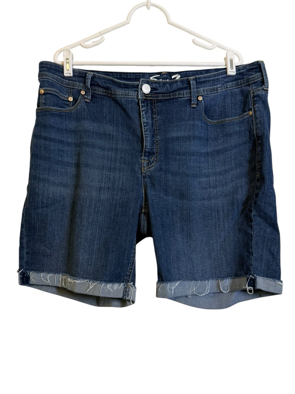 Seven7 Rough and Rolled Hem Denim Bermuda sz 18